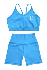 訂做藍色瑜伽運動套裝  設計緊身運動服  運動服供應商 女裝 WTV183
